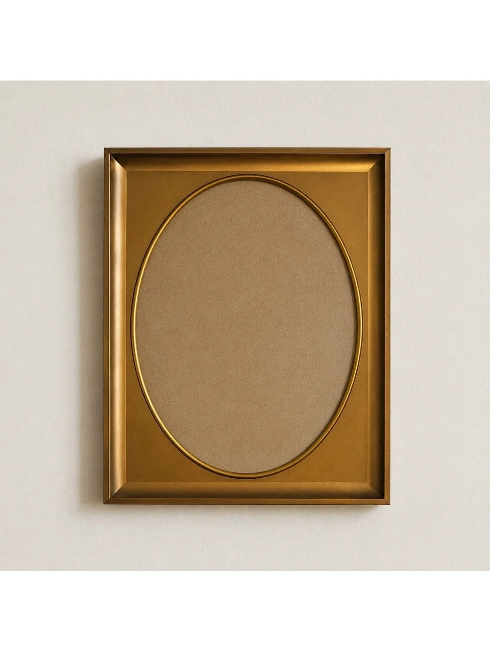 Vintage Gold Metal Picture Frame 11x9 Oval Opening Mid Century Tabletop Wall